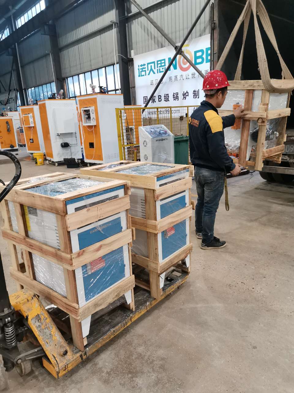 湖北小型電加熱蒸汽鍋爐客戶自提現場